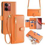 For Realme P3 Ultra 5G Sheep Texture Cross-body Zipper Wallet Leather Phone Case(Orange)