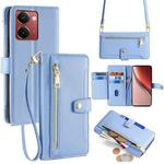 For Realme P3 Ultra 5G Sheep Texture Cross-body Zipper Wallet Leather Phone Case(Blue)