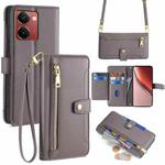For Realme P3 Ultra 5G Sheep Texture Cross-body Zipper Wallet Leather Phone Case(Grey)