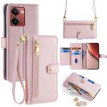 For Realme P3 Ultra 5G Sheep Texture Cross-body Zipper Wallet Leather Phone Case(Pink)