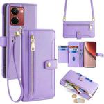 For Realme P3 Ultra 5G Sheep Texture Cross-body Zipper Wallet Leather Phone Case(Purple)