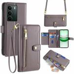 For Realme C71 4G Sheep Texture Cross-body Zipper Wallet Leather Phone Case(Grey)