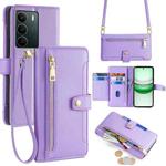 For Realme C71 4G Sheep Texture Cross-body Zipper Wallet Leather Phone Case(Purple)