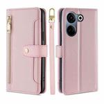 For Tecno Camon 20 Pro 4G Lite Sheep Texture Cross-body Zipper Wallet Leather Phone Case(Pink)