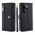 For Tecno Camon 20 Premier 5G Lite Sheep Texture Cross-body Zipper Wallet Leather Phone Case(Black)