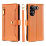 For Tecno Camon 20 Pro 5G Lite Sheep Texture Cross-body Zipper Wallet Leather Phone Case(Orange)
