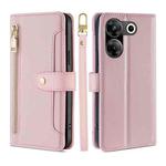 For Tecno Camon 20 Pro 5G Lite Sheep Texture Cross-body Zipper Wallet Leather Phone Case(Pink)