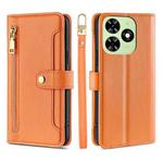 For Tecno Spark Go 2024 Lite Sheep Texture Cross-body Zipper Wallet Leather Phone Case(Orange)