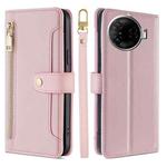 For Tecno Camon 30 Pro 5G Sheep Texture Cross-body Zipper Wallet Leather Phone Case(Pink)