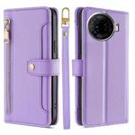 For Tecno Camon 30 Pro 5G Sheep Texture Cross-body Zipper Wallet Leather Phone Case(Purple)