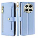 For Tecno Camon 30 Sheep Texture Cross-body Zipper Wallet Leather Phone Case(Blue)