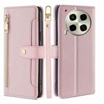 For Tecno Camon 30 Sheep Texture Cross-body Zipper Wallet Leather Phone Case(Pink)