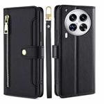 For Tecno Camon 30 Premier 5G Sheep Texture Cross-body Zipper Wallet Leather Phone Case(Black)