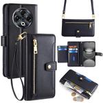 For Tecno Spark 30 4G Sheep Texture Cross-body Zipper Wallet Leather Phone Case(Black)