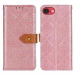 For iPhone SE 2024 European Floral Embossed Leather Phone Case(Pink)