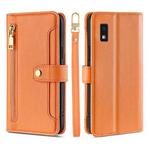 For Sharp Aqous Wish3 Lite Sheep Texture Cross-body Zipper Wallet Leather Phone Case(Orange)