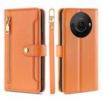 For Sharp Aquos R8 Pro SH-51 Lite Sheep Texture Cross-body Zipper Wallet Leather Phone Case(Orange)