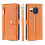 For Sharp Aquos R8 SH-52D Lite Sheep Texture Cross-body Zipper Wallet Leather Phone Case(Orange)