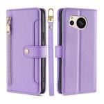 For Sharp Aquos sense8 Lite Sheep Texture Cross-body Zipper Wallet Leather Phone Case(Purple)