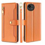 For Sharp Aquos Wish4 Sheep Texture Cross-body Zipper Wallet Leather Phone Case(Orange)