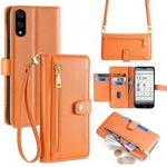 For Sharp Basio Active3 Sheep Texture Cross-body Zipper Wallet Leather Phone Case(Orange)