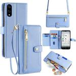 For Sharp Basio Active3 Sheep Texture Cross-body Zipper Wallet Leather Phone Case(Blue)