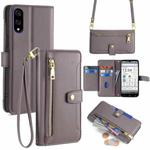 For Sharp Basio Active3 Sheep Texture Cross-body Zipper Wallet Leather Phone Case(Grey)