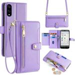For Sharp Basio Active3 Sheep Texture Cross-body Zipper Wallet Leather Phone Case(Purple)