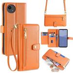 For Sharp Aqous wish5 Sheep Texture Cross-body Zipper Wallet Leather Phone Case(Orange)