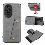 For Honor 200 Double Buckle Card Slots Magnetic Phone Case(Grey)