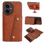 For Honor 400 Global 156.5mm Double Buckle Card Slots Magnetic Phone Case(Brown)