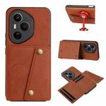 For Honor 400 Pro Global 160.8mm Double Buckle Card Slots Magnetic Phone Case(Brown)