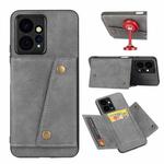 For Xiaomi Redmi Note 12 4G Global Double Buckle Card Slots Magnetic Phone Case(Grey)