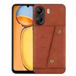 For Xiaomi Redmi 13C 4G / Poco C65 Double Buckle Card Slots Magnetic Phone Case(Brown)