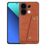 For Xiaomi Redmi Note 13 4G Global Double Buckle Card Slots Magnetic Phone Case(Brown)