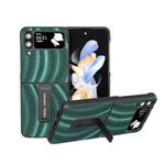 For Samsung Galaxy Z Flip4 Galactic Pattern Protective Phone Case with Holder(Green)