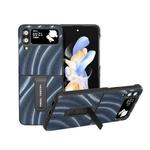 For Samsung Galaxy Z Flip3 5G Galactic Pattern Protective Phone Case with Holder(Blue)