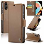 For Realme 10 Pro 5G CaseMe 023 Butterfly Buckle Litchi Texture RFID Anti-theft Leather Phone Case(Brown)