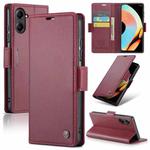 For Realme 10 Pro 5G CaseMe 023 Butterfly Buckle Litchi Texture RFID Anti-theft Leather Phone Case(Wine Red)