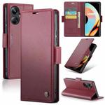 For Realme 10 Pro+ CaseMe 023 Butterfly Buckle Litchi Texture RFID Anti-theft Leather Phone Case(Wine Red)