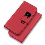 For Samsung Galaxy A10s Cartoon Buckle Horizontal Flip Leather Phone Case(Red)