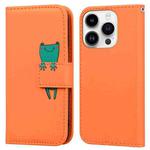 For iPhone 13 Pro Cartoon Buckle Horizontal Flip Leather Phone Case(Orange)