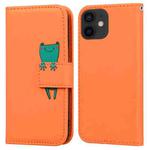 For iPhone 12 mini Cartoon Buckle Horizontal Flip Leather Phone Case(Orange)