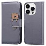 For iPhone 12 / 12 Pro Cartoon Buckle Horizontal Flip Leather Phone Case(Grey)