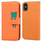 For iPhone X / XS Cartoon Buckle Horizontal Flip Leather Phone Case(Orange)