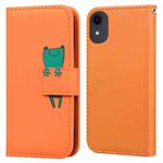 For iPhone XR Cartoon Buckle Horizontal Flip Leather Phone Case(Orange)