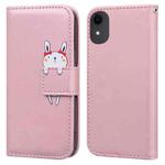 For iPhone XR Cartoon Buckle Horizontal Flip Leather Phone Case(Pink)