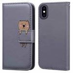 For iPhone XS Max Cartoon Buckle Horizontal Flip Leather Phone Case(Grey)