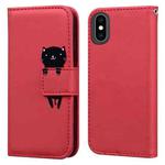 For iPhone XS Max Cartoon Buckle Horizontal Flip Leather Phone Case(Red)