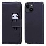 For iPhone 15 Cartoon Buckle Horizontal Flip Leather Phone Case(Black)